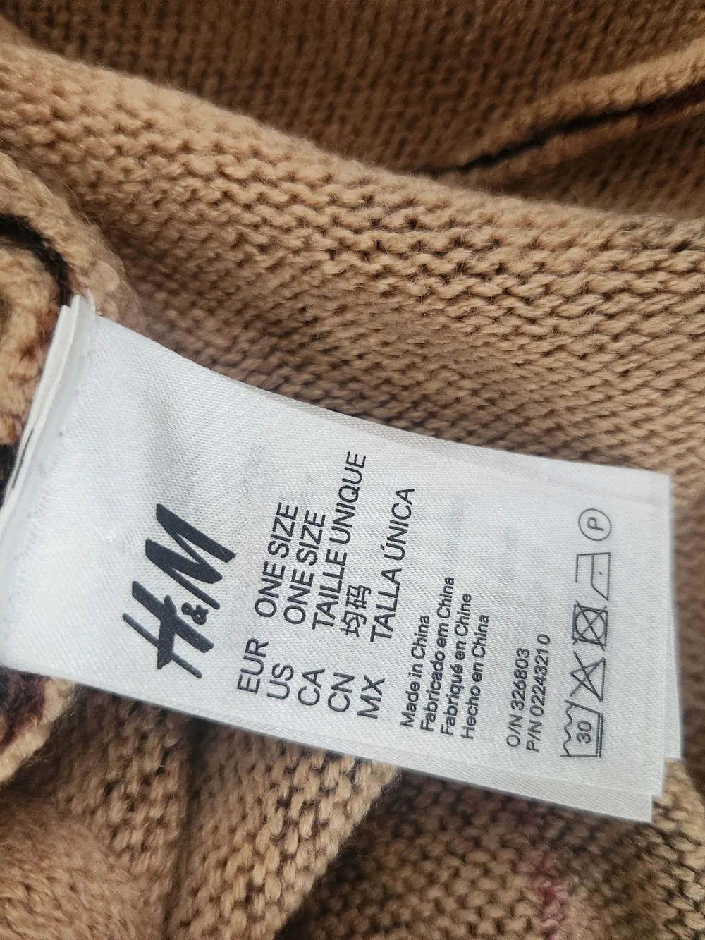 Floral Knit Scarf in Beige, Brown & Burgundy One Size Fits All